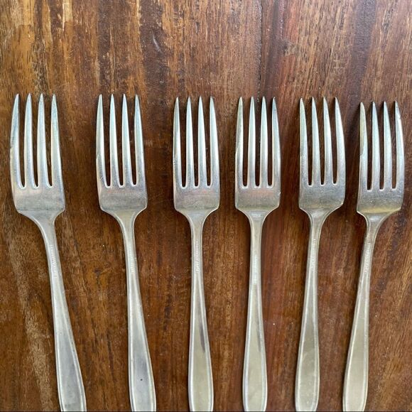Antique 1921 Oneida Community Plate Grosvenor Grille Forks Set of 6 No Monogram - Picture 7 of 11